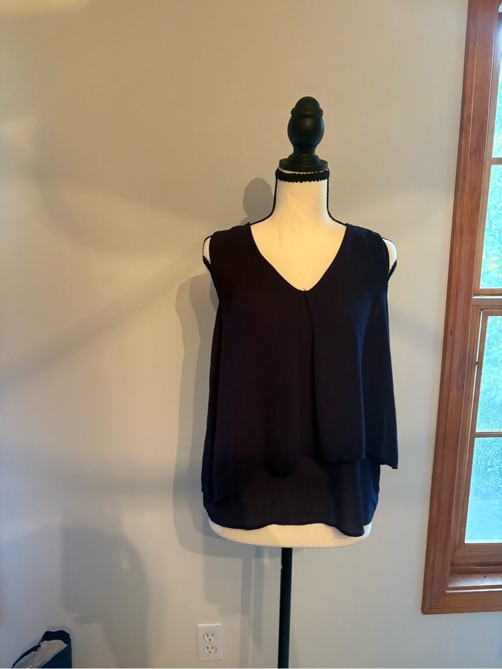 Monteau Navy Layered V-Neck Sleeveless Camisole
